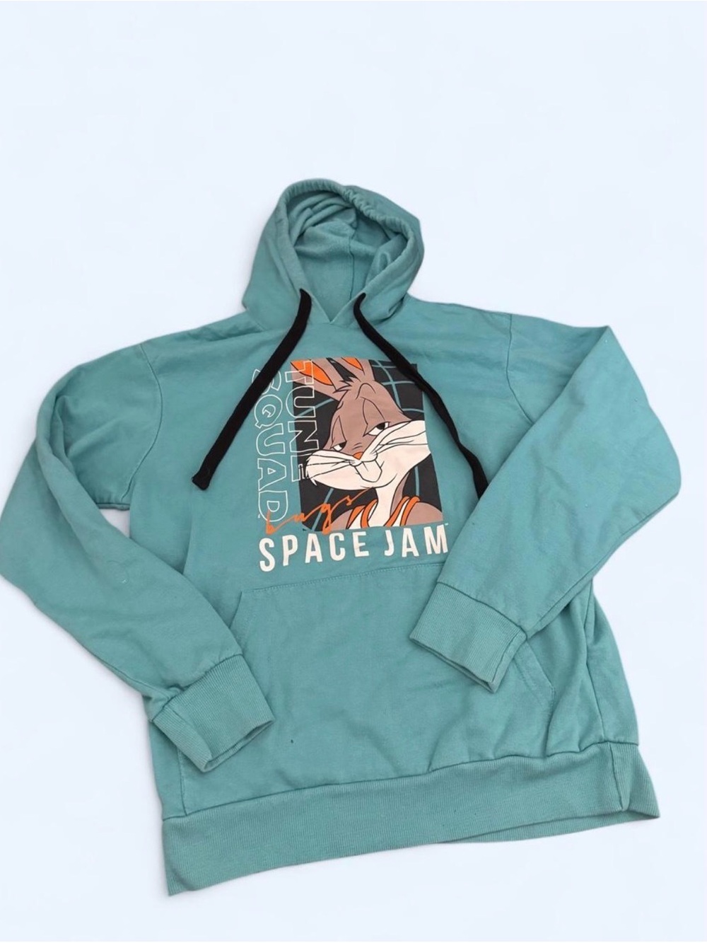 Five Star Teal Space Jam Bugs Bunny Hoodie with Black Drawstrings